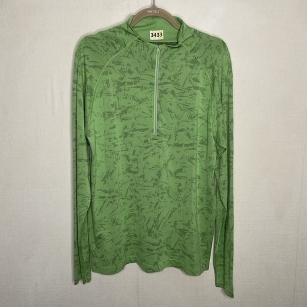 Lululemon Metal Vent Tech Green 1/2 Zip Seamless Long Sleeve T-Shirt Men L